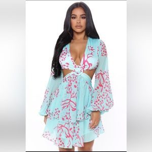 Lasting Memories Cut Out Mini Dress - Blue/combo size XS